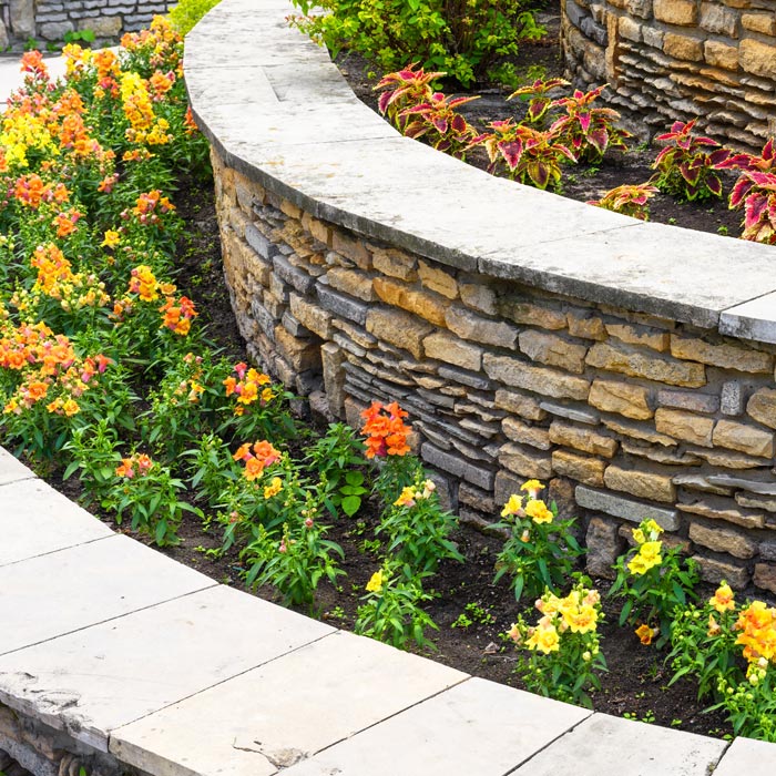 curved retaining all and garden bed