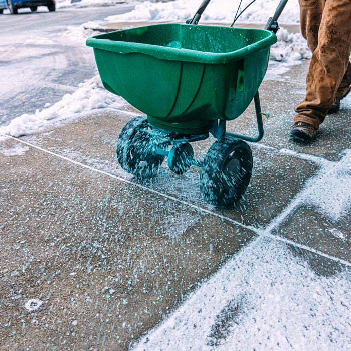 salting sidewalks for snow removal